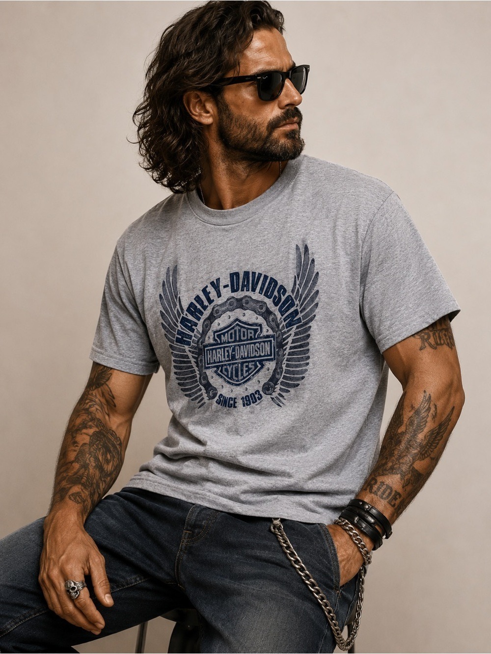 Harley-Davidson Dothan AL Eagle Graphic Tee Gray Medium 2012 Moto